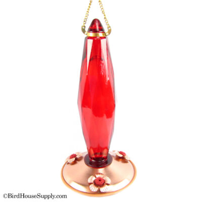 Woodlink Jewel Cut Ruby Glass Hummingbird Feeder - Glass and Copper
