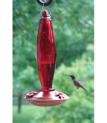 Woodlink Jewel Cut Ruby Glass Hummingbird Feeder - Glass and Copper