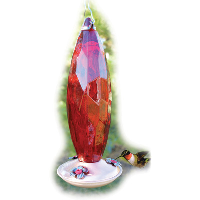 Woodlink Jewel Cut Glass Hummingbird Feeder - Ruby