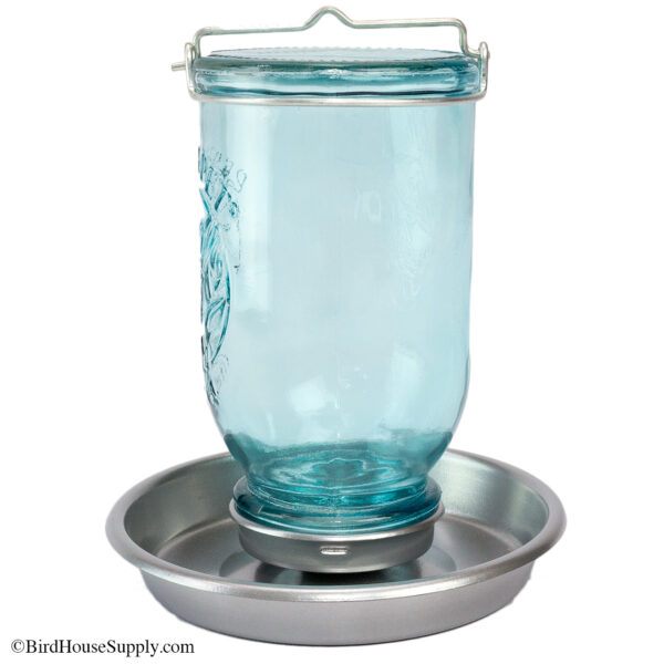 Perky Pet Antique Wide Blue Glass Waterer
