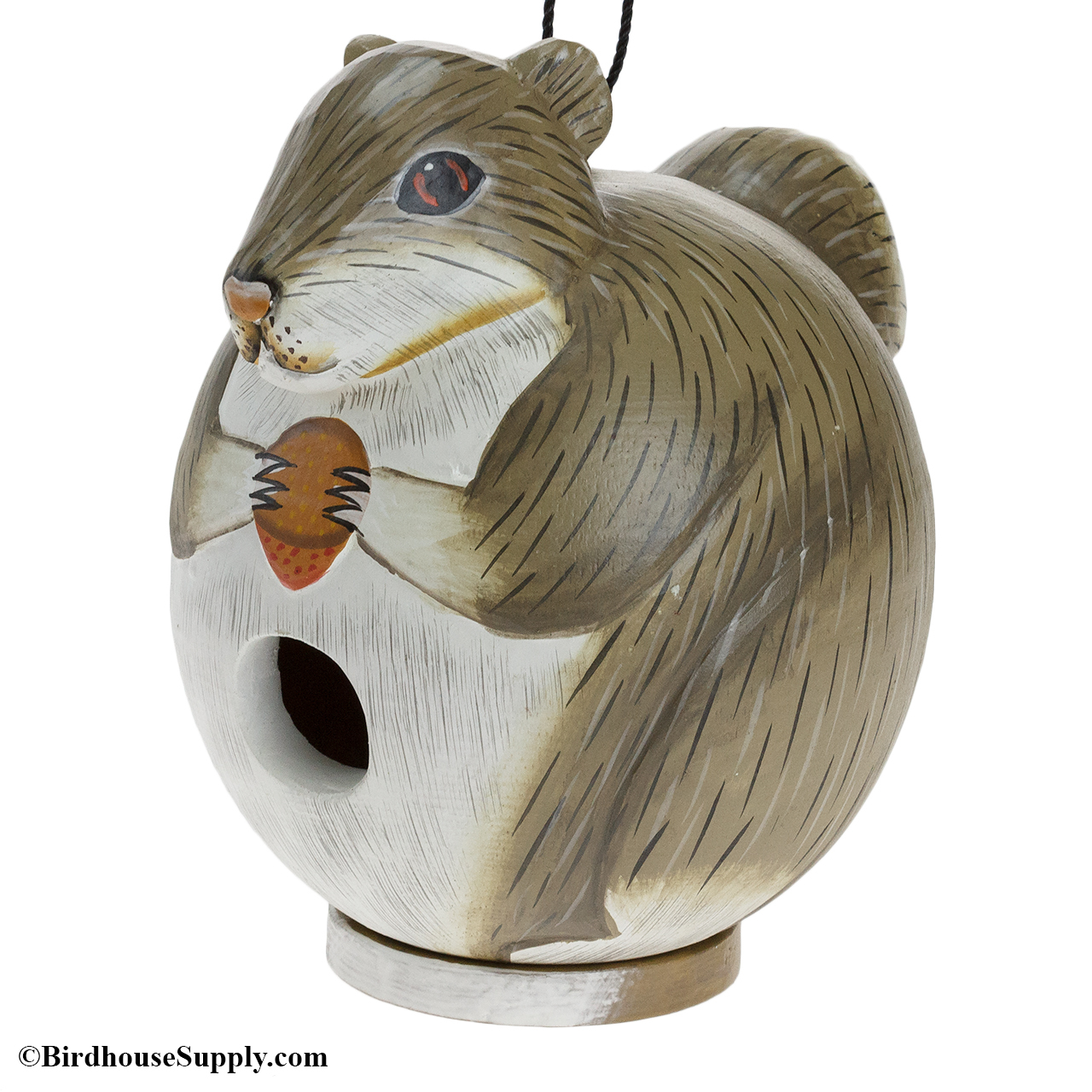 SQUIRREL  BIRD HOUSE GORD O HAND CARVED & PAINTED SE086 