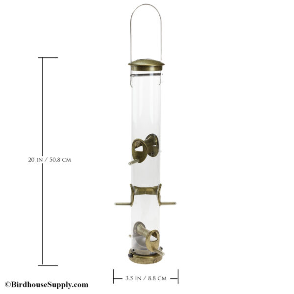 Aspects Antique Brass Nyjer Feeder with Quick Clean Base - Large