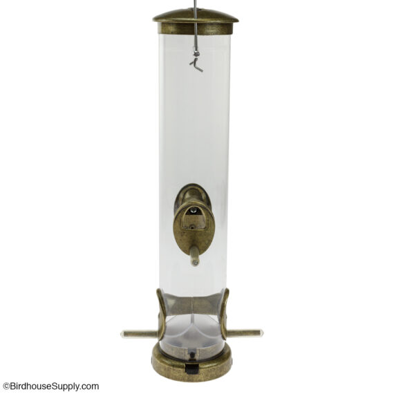 Aspects Medium Antique Brass Tube Feeder with Quick Clean Base