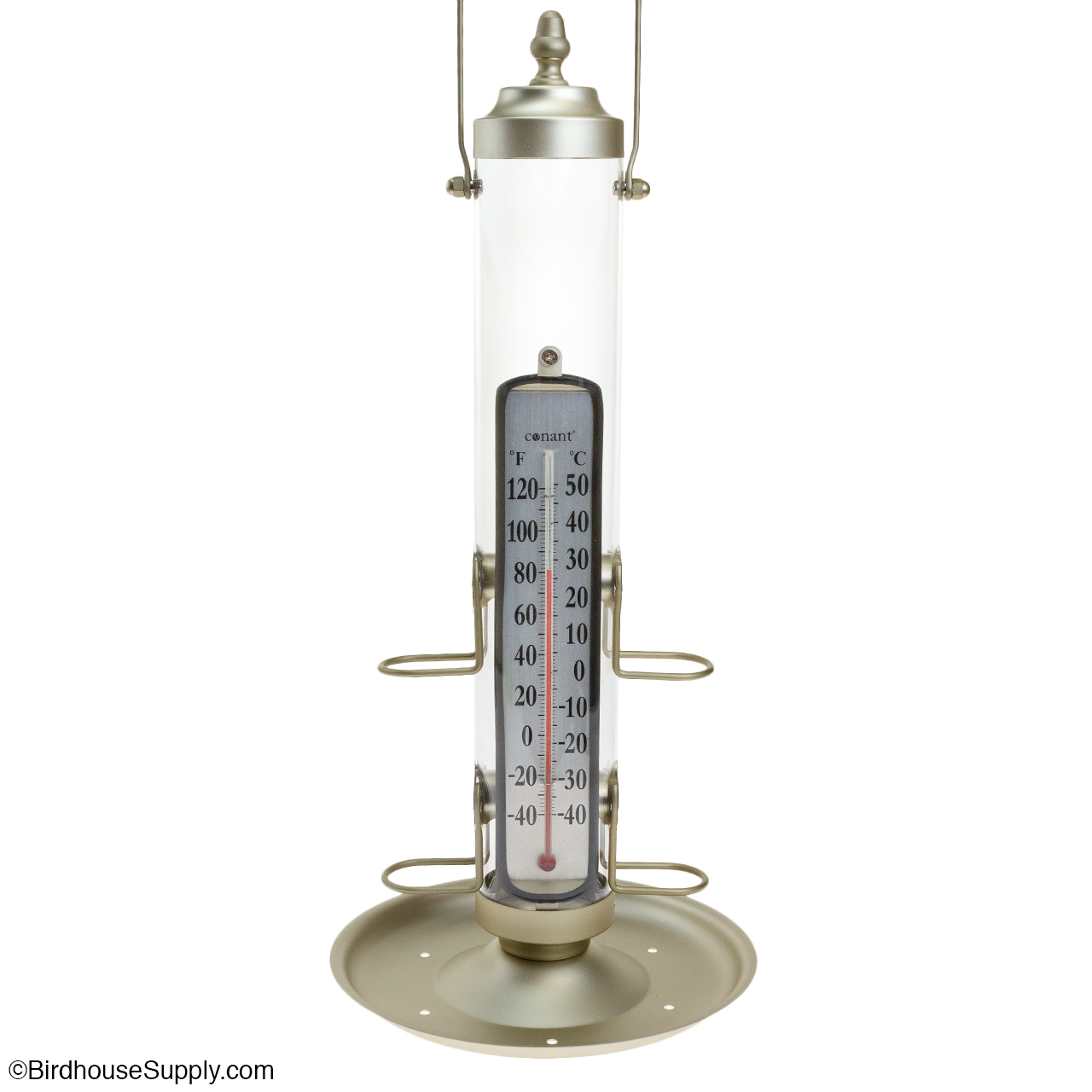 Conant Custom Brass Bird Feeder with Thermometer 21 inch