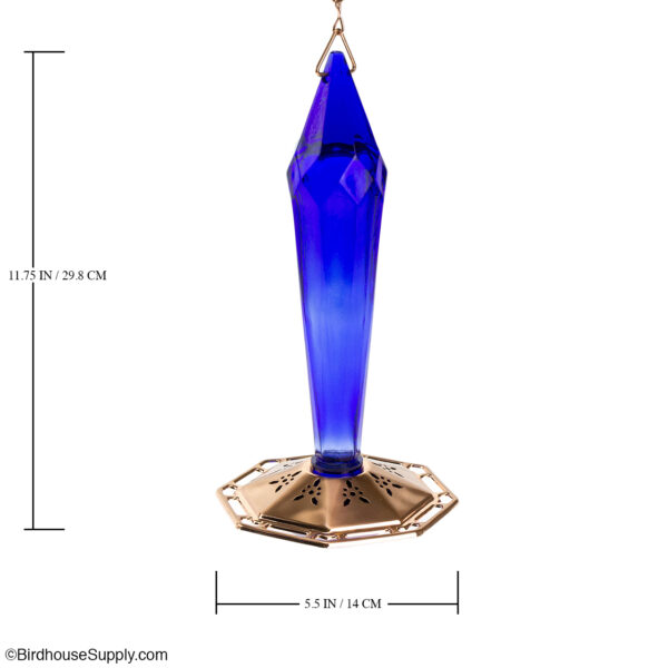 Schrodt Designs Faceted Glass Hummingbird Feeder - Cobalt Blue