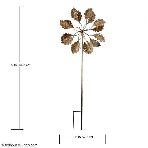 Panacea Bronze Leaf Windmill Kinetic Art with Dual Rotating Spinners