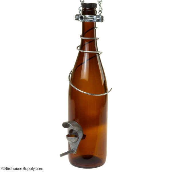 Bottles Uncorked Amber Wine Bottle Bird Feeder - Silver