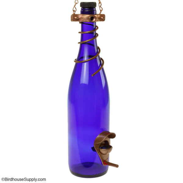 Bottles Uncorked Blue Wine Bottle Bird Feeder - Copper