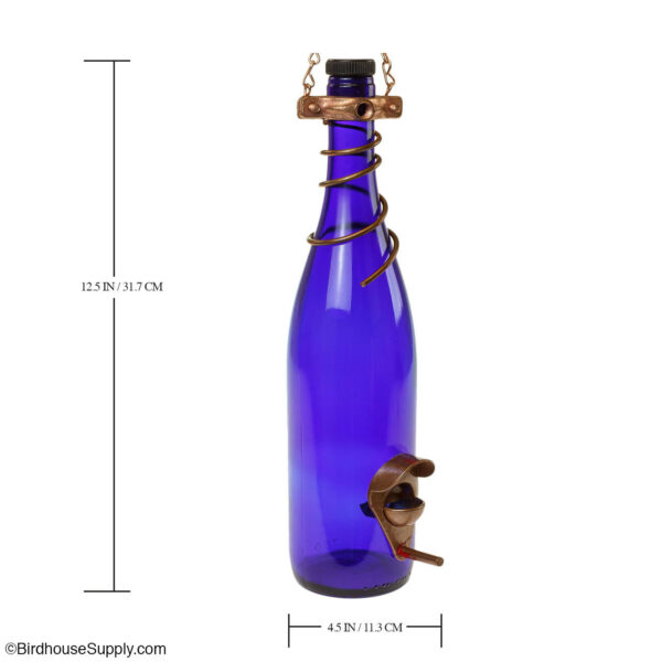 Bottles Uncorked Blue Wine Bottle Bird Feeder - Copper