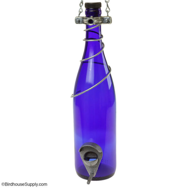 Bottles Uncorked Blue Wine Bottle Bird Feeder - Silver