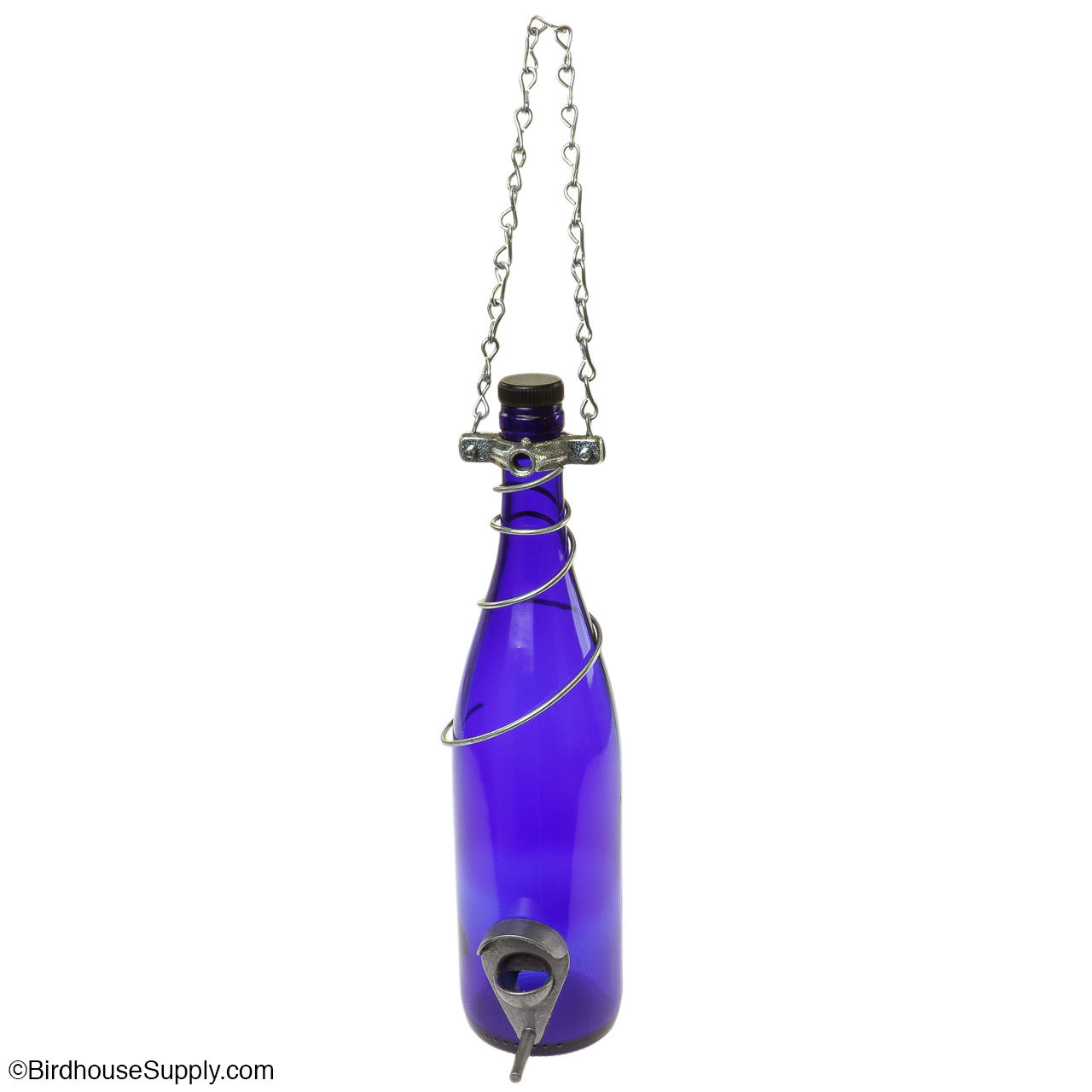 Blue And Silver Wine Bottle Feeder Birdhousesuply Com