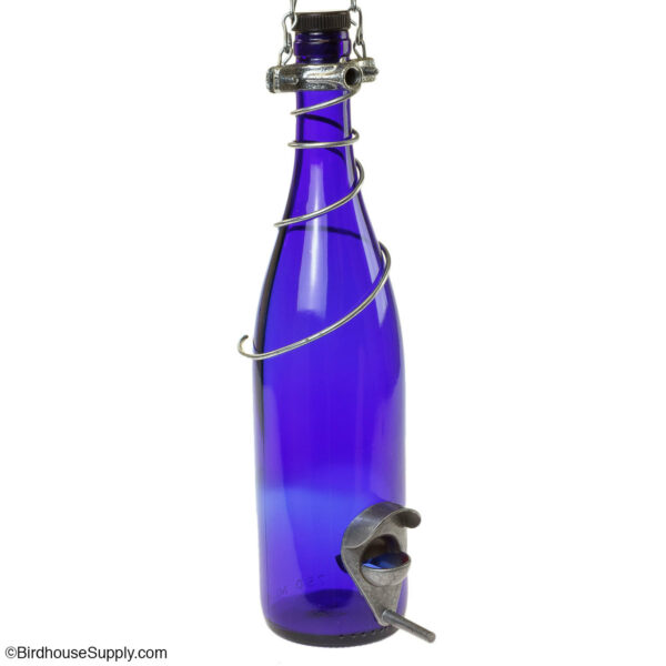 Bottles Uncorked Blue Wine Bottle Bird Feeder - Silver