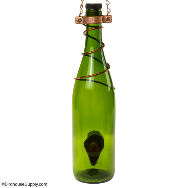 Bottles Uncorked Green Wine Bottle Bird Feeder - Copper