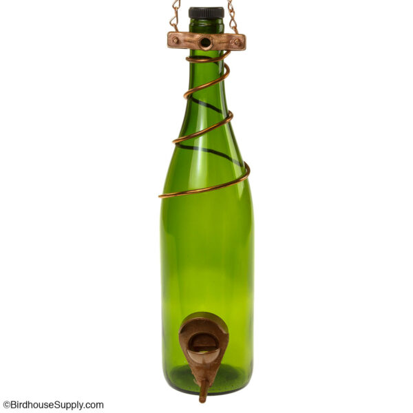 Bottles Uncorked Green Wine Bottle Bird Feeder - Copper