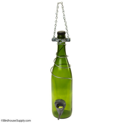 Bottles Uncorked Green Wine Bottle Bird Feeder - Silver