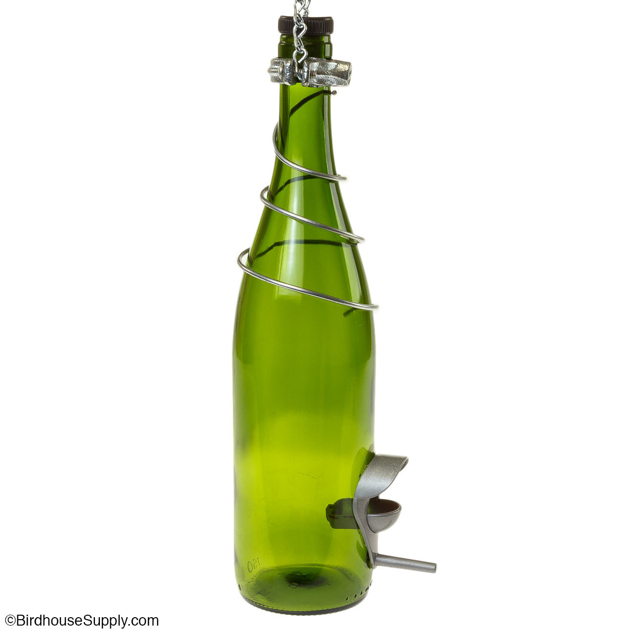 Bottles Uncorked Green Wine Bottle Bird Feeder