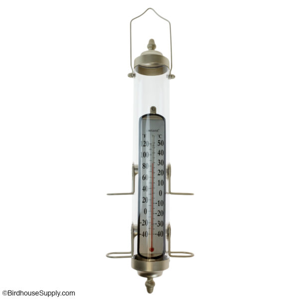 Conant Custom Brass Grande View Bird Feeder with Thermometer - Satin Nickel